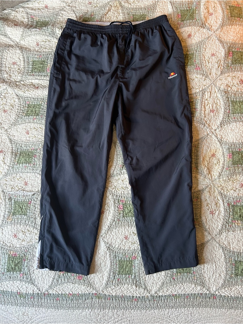 ellesse Black Men's Elastic Waist Track Pants with Logo